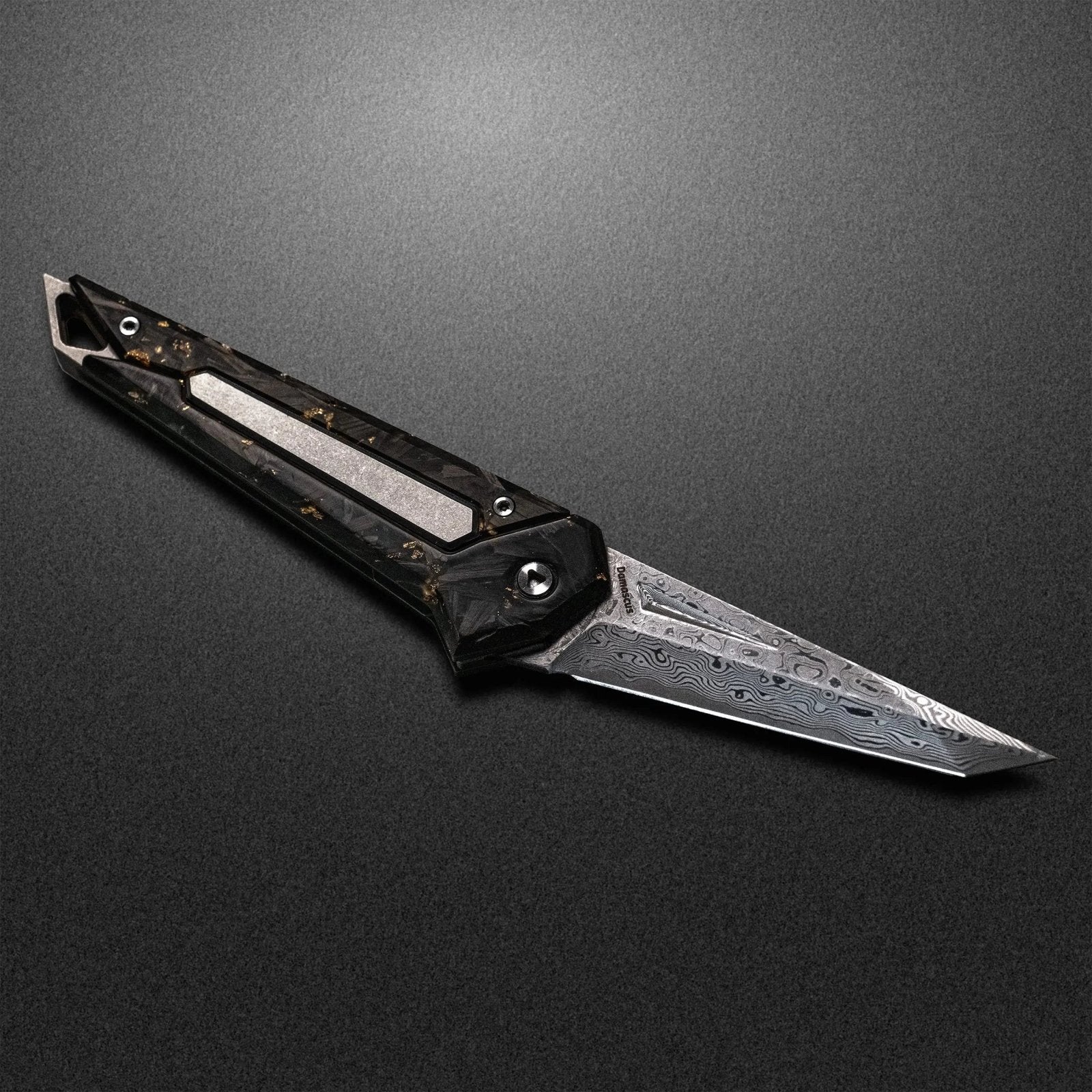 Damascus KAMETA - Gold Foil CF Scales - PICHI DESIGN