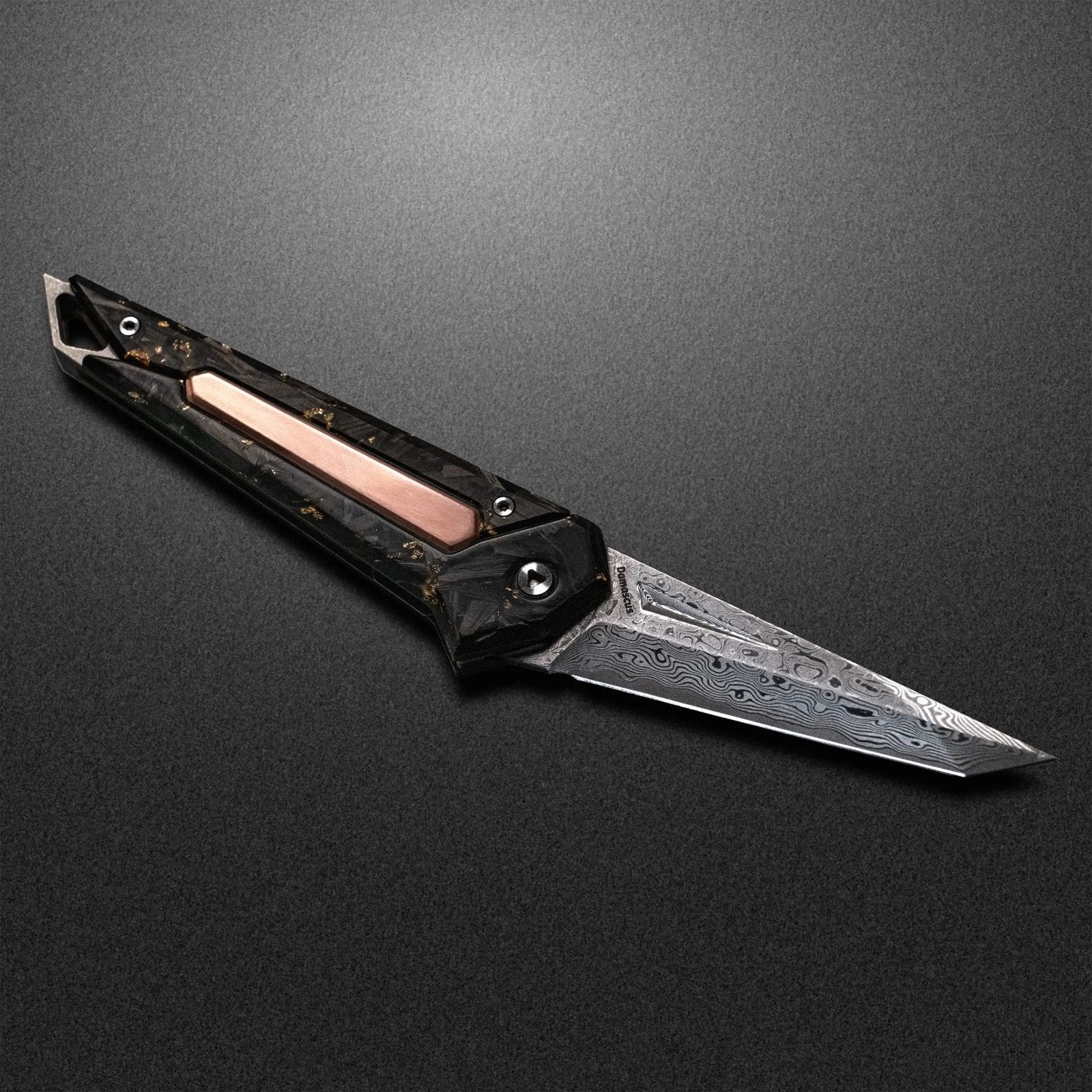 Damascus KAMETA - Gold Foil CF Scales - PICHI DESIGN