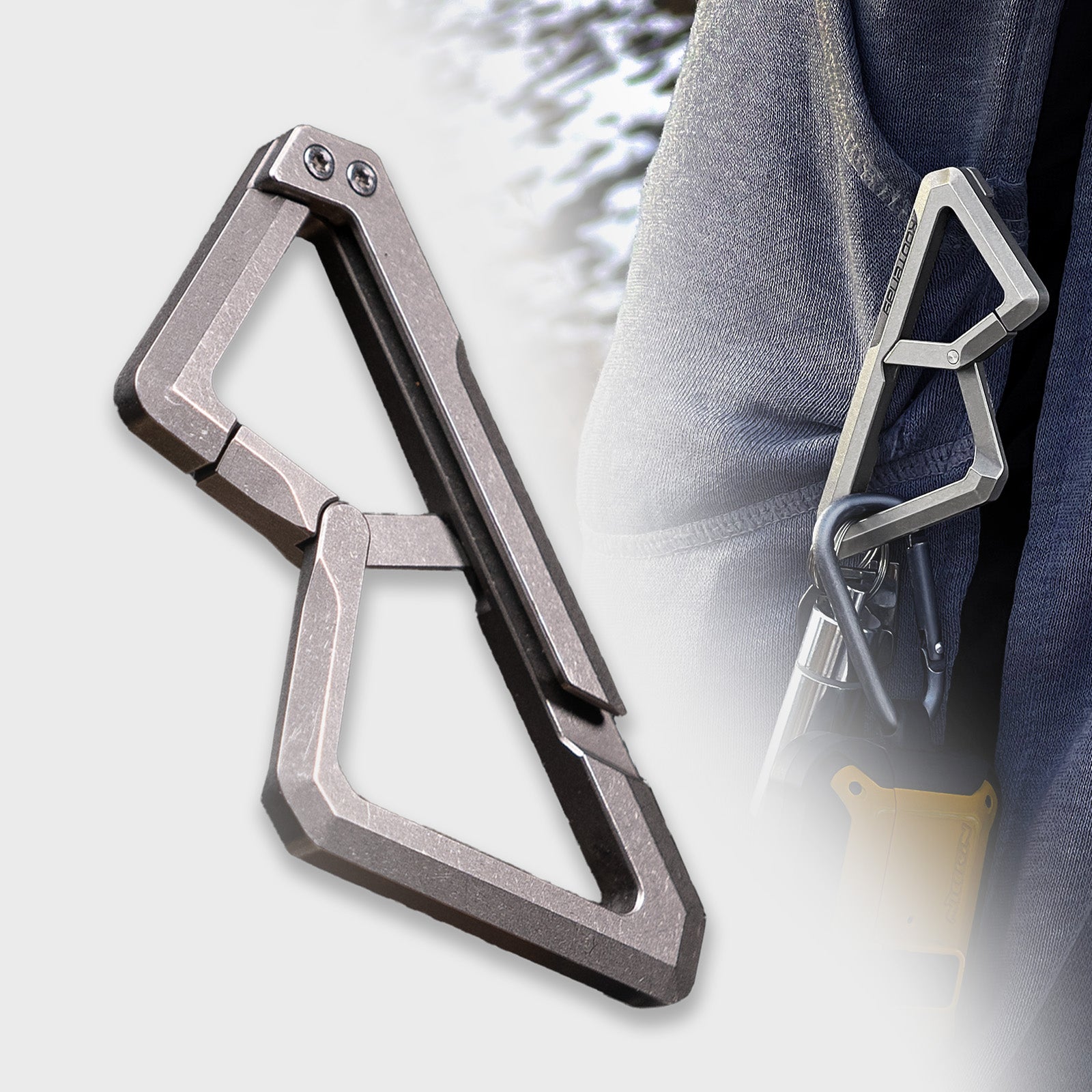 Kootenay | Top Grade Titanium Carabiner With Handy Back Clip (Stone Tumbled)