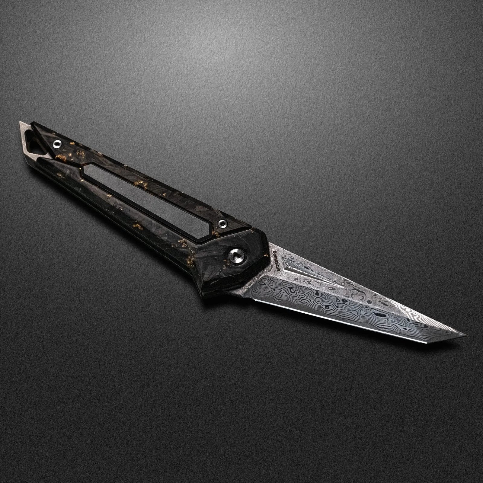 Damascus KAMETA - Gold Foil CF Scales - PICHI DESIGN