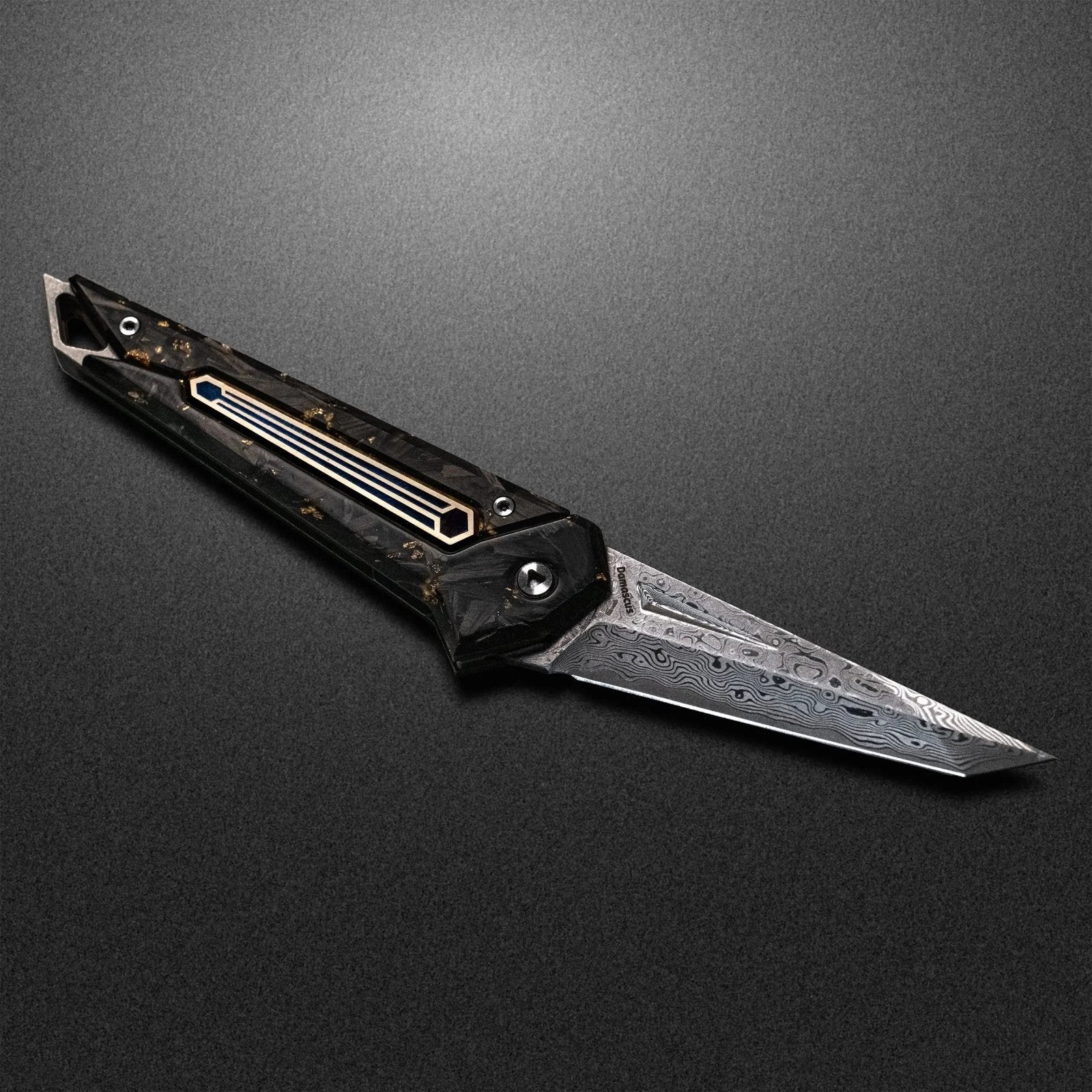 Damascus KAMETA - Gold Foil CF Scales - PICHI DESIGN