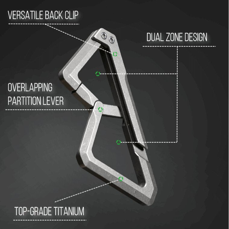 Kootenay Top Grade Titanium Carabiner With Handy Back Clip - PICHI DESIGN