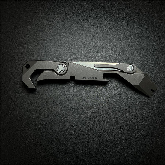 The PICHI X2 is a durable, lightweight titanium multitool, expertly designed for everyday carry. It includes a multi-sized wrench, a sharp knife, a versatile driver, and an effective pry bar, combining essential tools in one compact package.